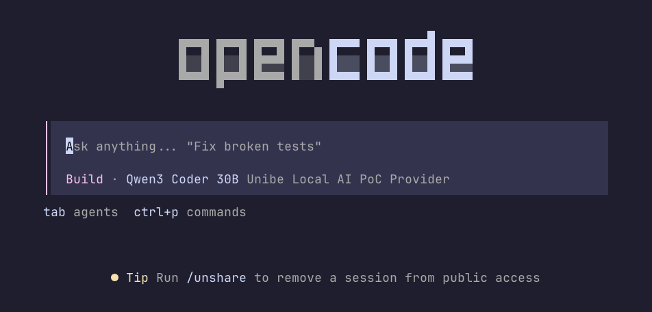 opencode läuft lokal gegen GPUstack